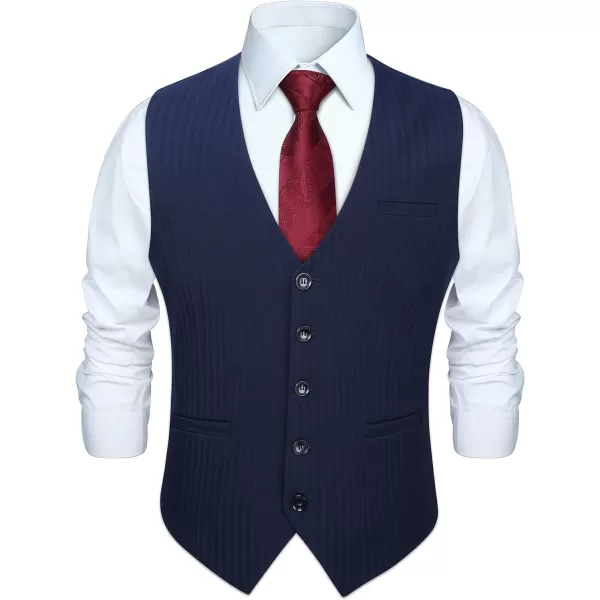 HISDERN Men's Suit Vest Business Suit Vests for Men Formal Slim Fit Solid Wedding Dress Waistcoat for V-Neck Tuxedo Vest