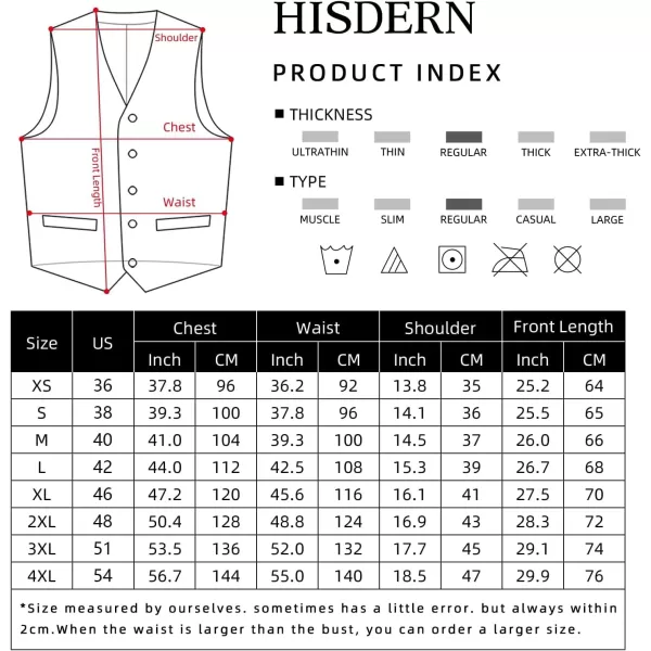 HISDERN Men's Suit Vest Business Suit Vests for Men Formal Slim Fit Solid Wedding Dress Waistcoat for V-Neck Tuxedo Vest