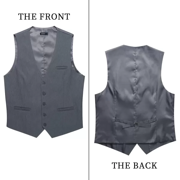 HISDERN Men's Suit Vest Business Suit Vests for Men Formal Slim Fit Solid Wedding Dress Waistcoat for V-Neck Tuxedo Vest