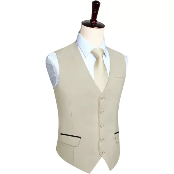 HISDERN Men's Suit Vest Business Suit Vests for Men Formal Slim Fit Solid Wedding Dress Waistcoat for V-Neck Tuxedo Vest