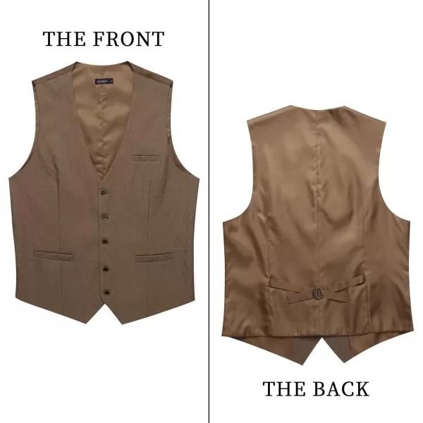 HISDERN Men's Suit Vest Business Suit Vests for Men Formal Slim Fit Solid Wedding Dress Waistcoat for V-Neck Tuxedo Vest