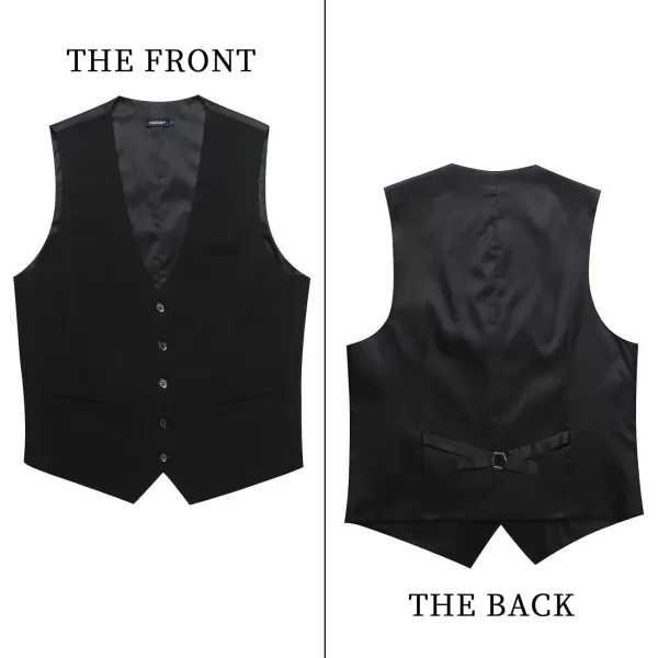 HISDERN Men's Suit Vest Business Suit Vests for Men Formal Slim Fit Solid Wedding Dress Waistcoat for V-Neck Tuxedo Vest