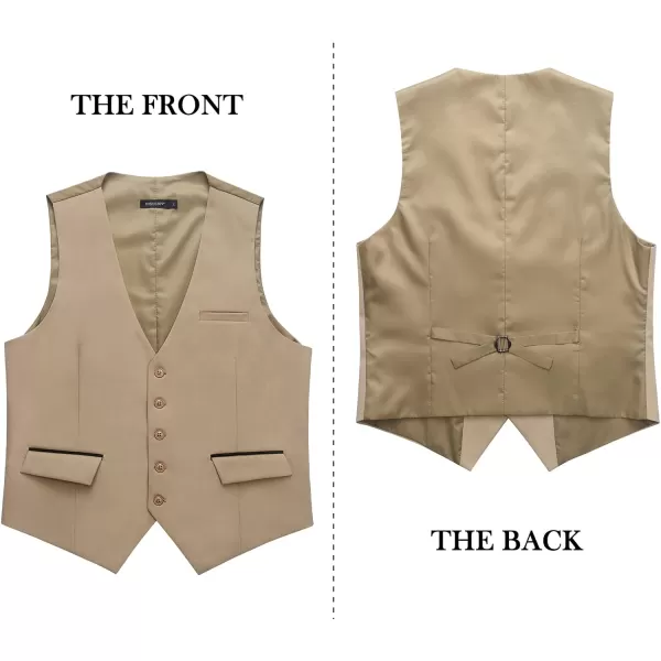 HISDERN Men's Suit Vest Business Suit Vests for Men Formal Slim Fit Solid Wedding Dress Waistcoat for V-Neck Tuxedo Vest