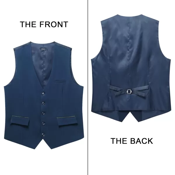 HISDERN Men's Suit Vest Business Suit Vests for Men Formal Slim Fit Solid Wedding Dress Waistcoat for V-Neck Tuxedo Vest