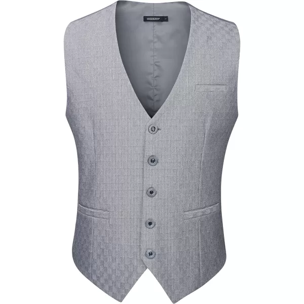 HISDERN Men's Suit Vest Business Suit Vests for Men Formal Slim Fit Solid Wedding Dress Waistcoat for V-Neck Tuxedo Vest