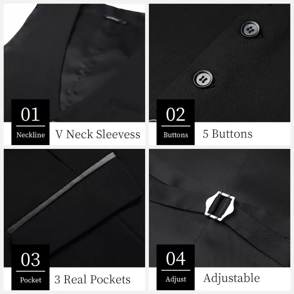 HISDERN Men's Suit Vest Business Suit Vests for Men Formal Slim Fit Solid Wedding Dress Waistcoat for V-Neck Tuxedo Vest