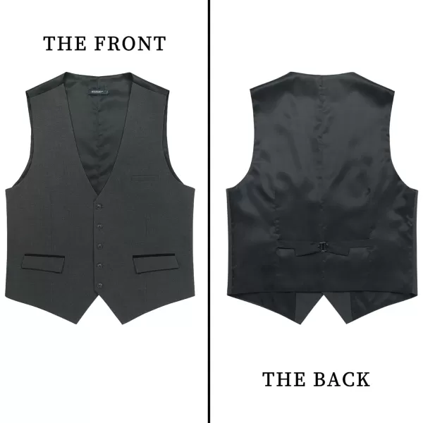 HISDERN Men's Suit Vest Business Suit Vests for Men Formal Slim Fit Solid Wedding Dress Waistcoat for V-Neck Tuxedo Vest