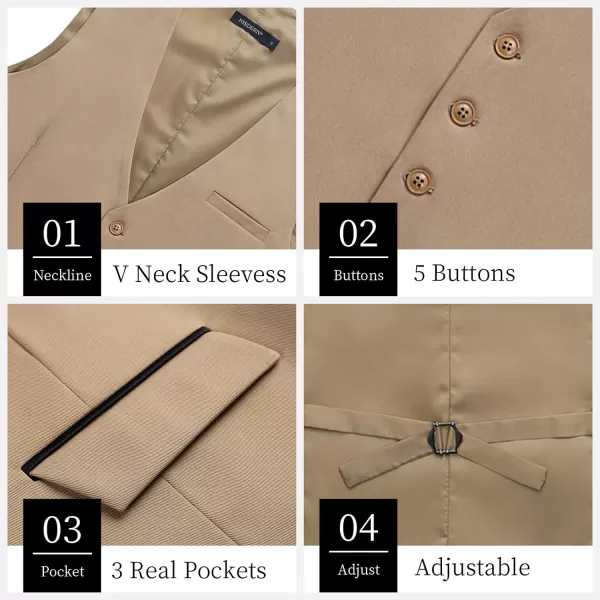 HISDERN Men's Suit Vest Business Suit Vests for Men Formal Slim Fit Solid Wedding Dress Waistcoat for V-Neck Tuxedo Vest