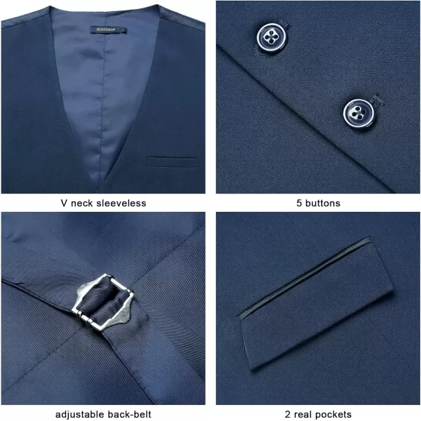 HISDERN Men's Suit Vest Business Suit Vests for Men Formal Slim Fit Solid Wedding Dress Waistcoat for V-Neck Tuxedo Vest
