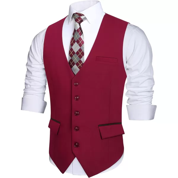 HISDERN Men's Suit Vest Business Suit Vests for Men Formal Slim Fit Solid Wedding Dress Waistcoat for V-Neck Tuxedo Vest