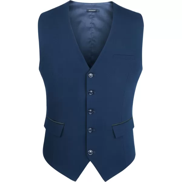 HISDERN Men's Suit Vest Business Suit Vests for Men Formal Slim Fit Solid Wedding Dress Waistcoat for V-Neck Tuxedo Vest