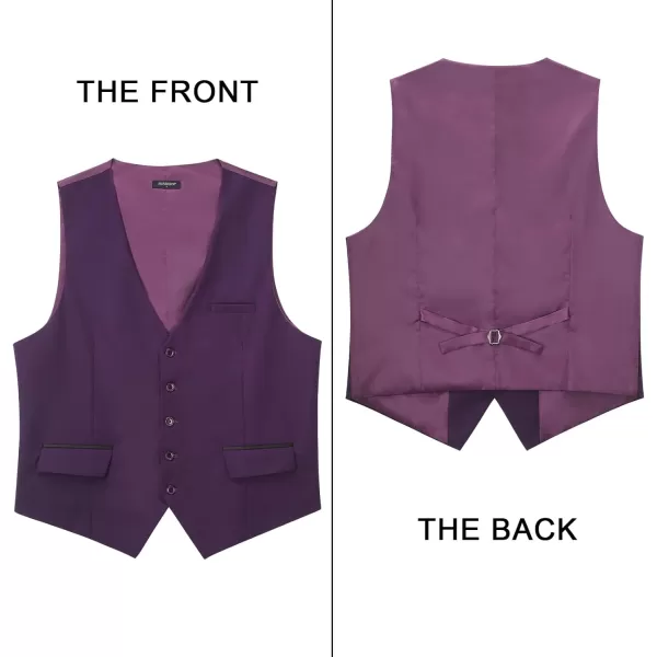 HISDERN Men's Suit Vest Business Suit Vests for Men Formal Slim Fit Solid Wedding Dress Waistcoat for V-Neck Tuxedo Vest