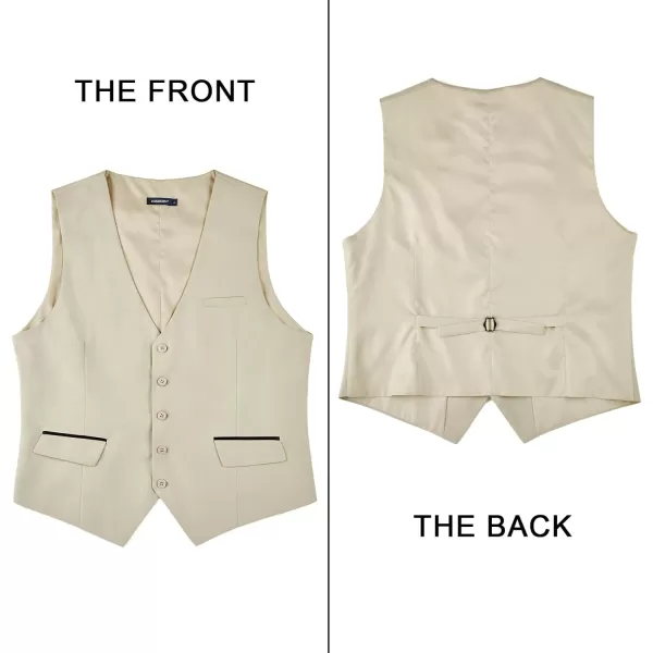 HISDERN Men's Suit Vest Business Suit Vests for Men Formal Slim Fit Solid Wedding Dress Waistcoat for V-Neck Tuxedo Vest