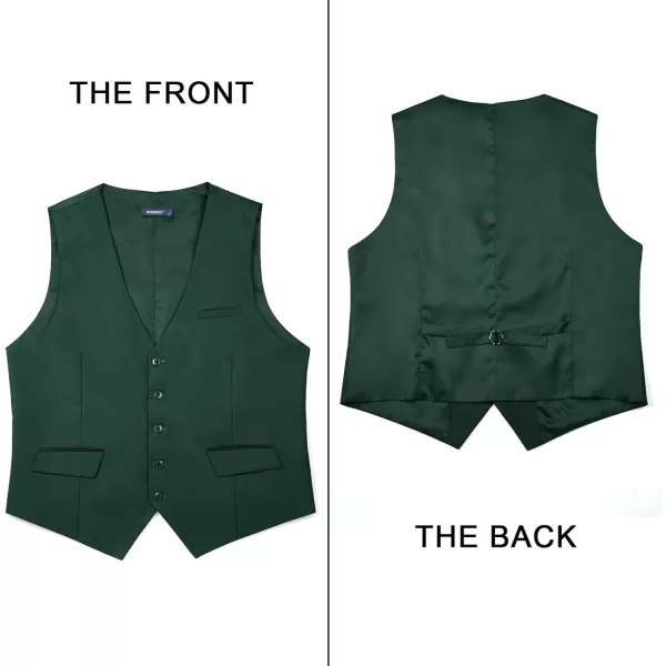 HISDERN Men's Suit Vest Business Suit Vests for Men Formal Slim Fit Solid Wedding Dress Waistcoat for V-Neck Tuxedo Vest