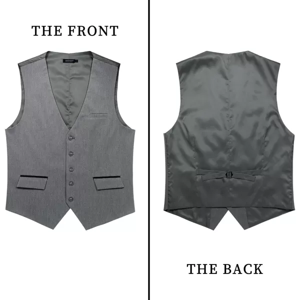 HISDERN Men's Suit Vest Business Suit Vests for Men Formal Slim Fit Solid Wedding Dress Waistcoat for V-Neck Tuxedo Vest