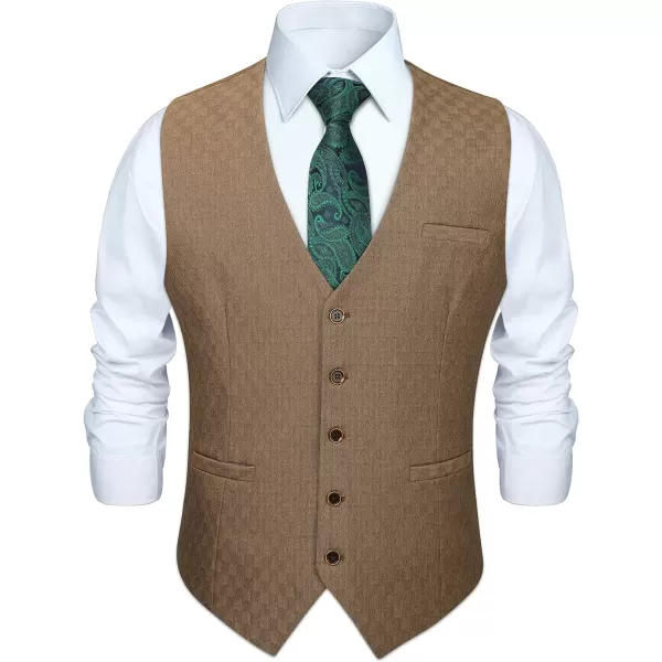HISDERN Men's Suit Vest Business Suit Vests for Men Formal Slim Fit Solid Wedding Dress Waistcoat for V-Neck Tuxedo Vest