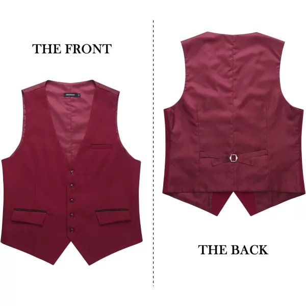 HISDERN Men's Suit Vest Business Suit Vests for Men Formal Slim Fit Solid Wedding Dress Waistcoat for V-Neck Tuxedo Vest