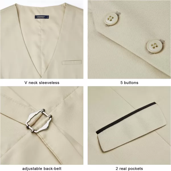 HISDERN Men's Suit Vest Business Suit Vests for Men Formal Slim Fit Solid Wedding Dress Waistcoat for V-Neck Tuxedo Vest