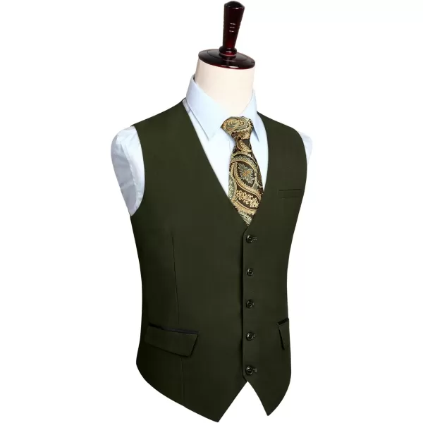 HISDERN Men's Suit Vest Business Suit Vests for Men Formal Slim Fit Solid Wedding Dress Waistcoat for V-Neck Tuxedo Vest