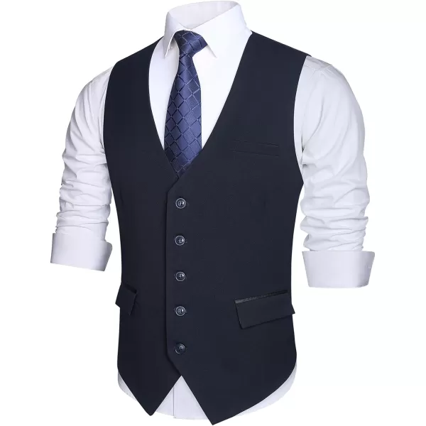 HISDERN Men's Suit Vest Business Suit Vests for Men Formal Slim Fit Solid Wedding Dress Waistcoat for V-Neck Tuxedo Vest