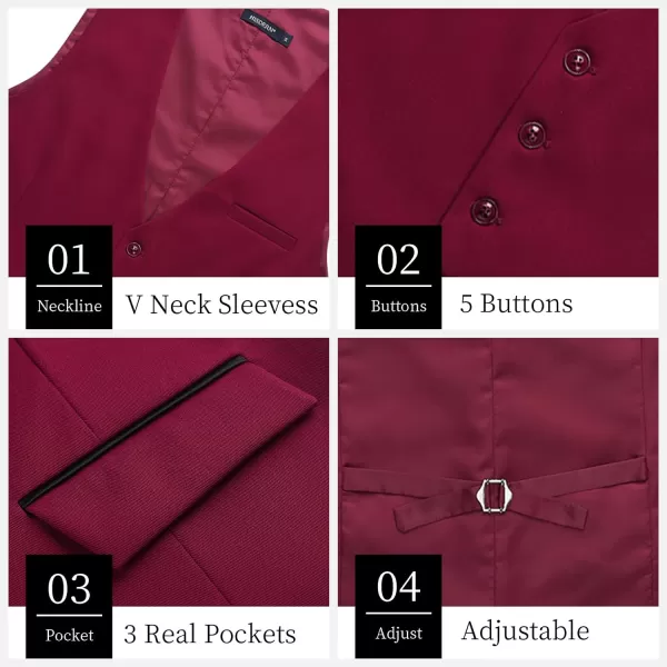 HISDERN Men's Suit Vest Business Suit Vests for Men Formal Slim Fit Solid Wedding Dress Waistcoat for V-Neck Tuxedo Vest