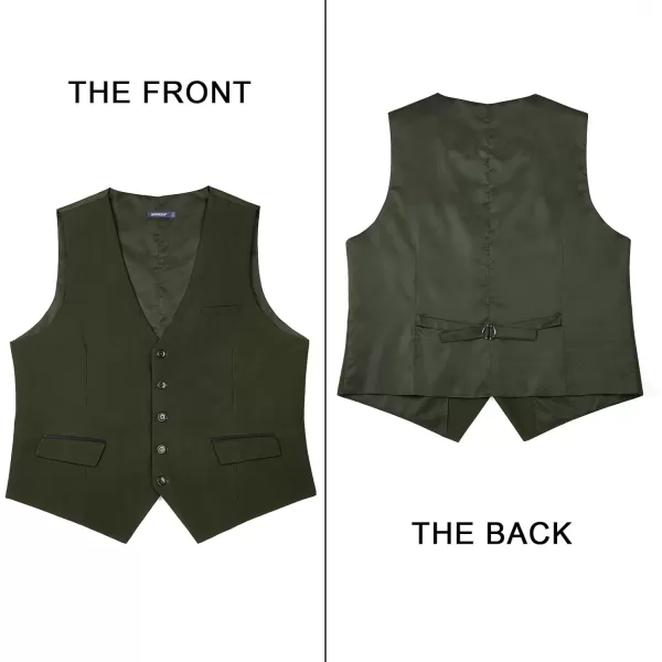 HISDERN Men's Suit Vest Business Suit Vests for Men Formal Slim Fit Solid Wedding Dress Waistcoat for V-Neck Tuxedo Vest