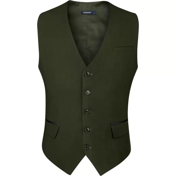 HISDERN Men's Suit Vest Business Suit Vests for Men Formal Slim Fit Solid Wedding Dress Waistcoat for V-Neck Tuxedo Vest