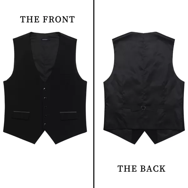 HISDERN Men's Suit Vest Business Suit Vests for Men Formal Slim Fit Solid Wedding Dress Waistcoat for V-Neck Tuxedo Vest