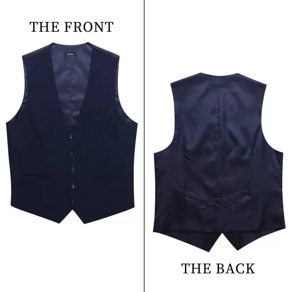 HISDERN Men's Suit Vest Business Suit Vests for Men Formal Slim Fit Solid Wedding Dress Waistcoat for V-Neck Tuxedo Vest