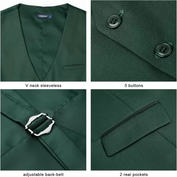 HISDERN Men's Suit Vest Business Suit Vests for Men Formal Slim Fit Solid Wedding Dress Waistcoat for V-Neck Tuxedo Vest