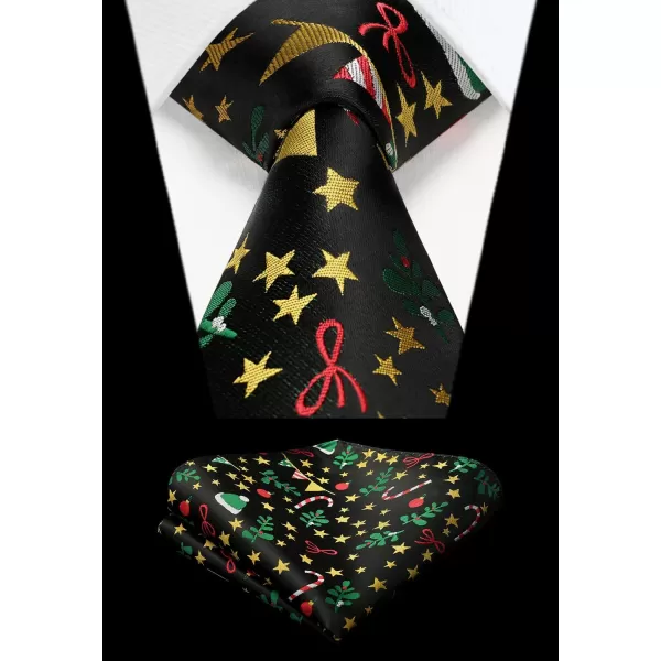 HISDERN Men's Suit Vest Christmas Holiday Season Party Jacquard Waistcoats Necktie Pocket Square Vest Suit Set