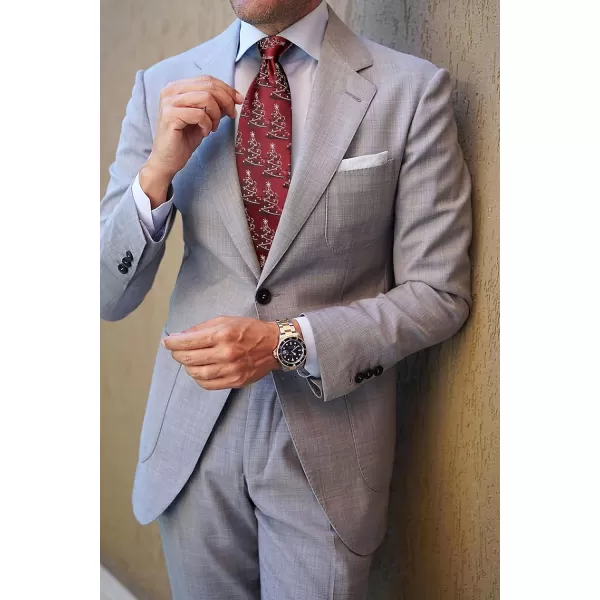 HISDERN Men's Suit Vest Christmas Holiday Season Party Jacquard Waistcoats Necktie Pocket Square Vest Suit Set