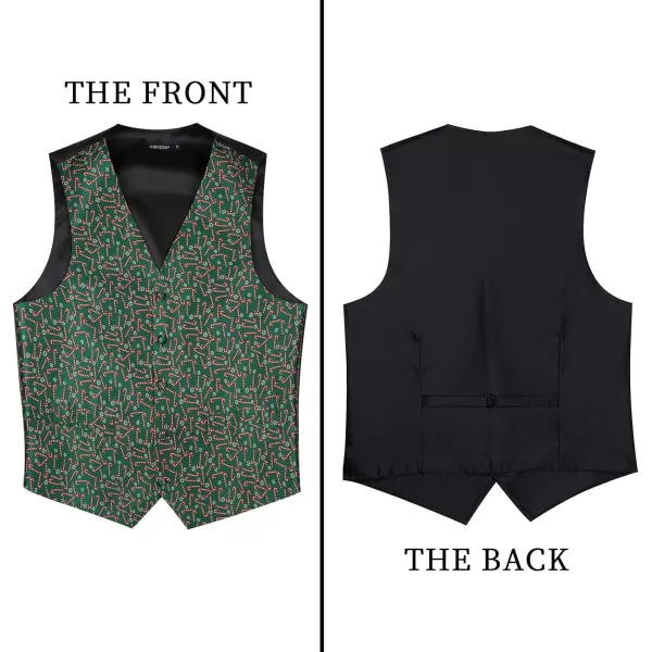 HISDERN Men's Suit Vest Christmas Holiday Season Party Jacquard Waistcoats Necktie Pocket Square Vest Suit Set