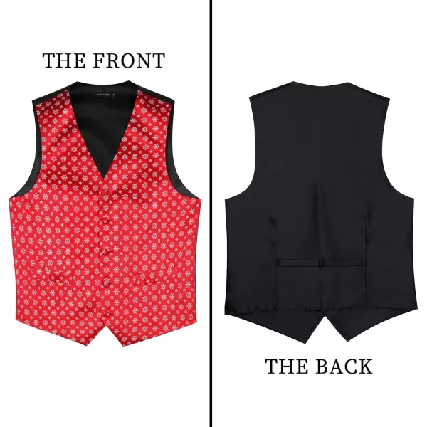 HISDERN Men's Suit Vest Christmas Holiday Season Party Jacquard Waistcoats Necktie Pocket Square Vest Suit Set