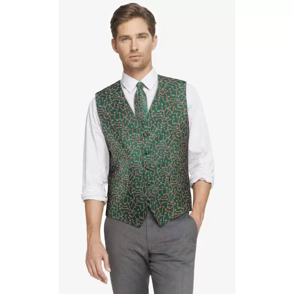 HISDERN Men's Suit Vest Christmas Holiday Season Party Jacquard Waistcoats Necktie Pocket Square Vest Suit Set
