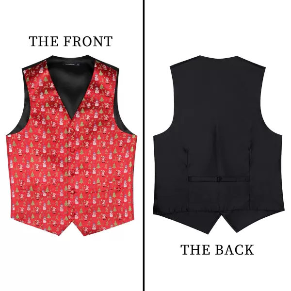 HISDERN Men's Suit Vest Christmas Holiday Season Party Jacquard Waistcoats Necktie Pocket Square Vest Suit Set