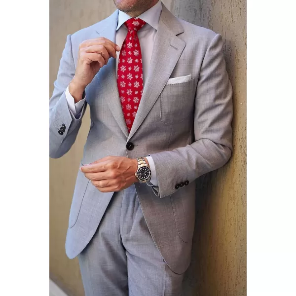 HISDERN Men's Suit Vest Christmas Holiday Season Party Jacquard Waistcoats Necktie Pocket Square Vest Suit Set