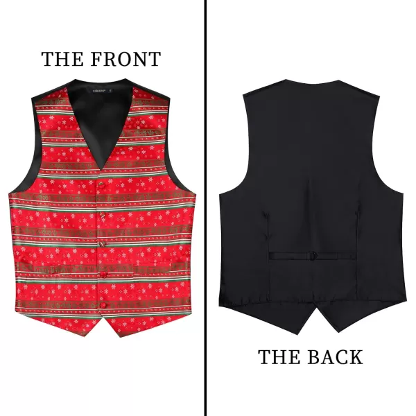 HISDERN Men's Suit Vest Christmas Holiday Season Party Jacquard Waistcoats Necktie Pocket Square Vest Suit Set
