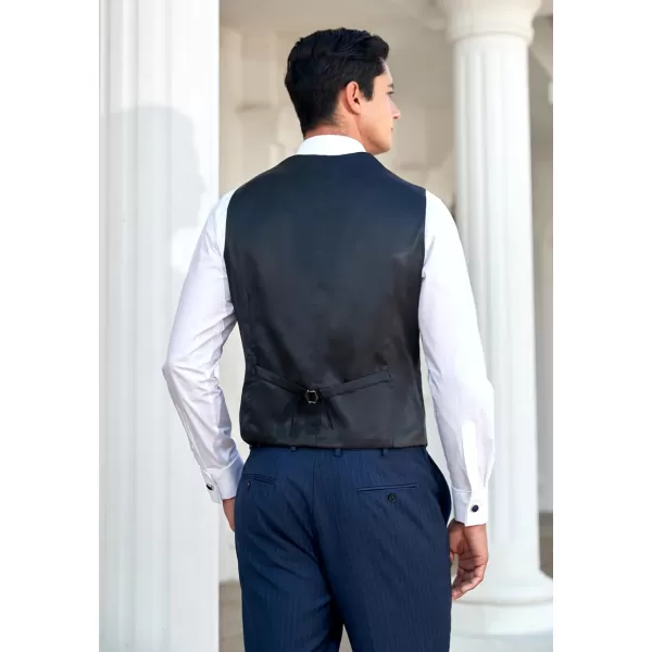 HISDERN Men's Suit Vest Plaid Dress Vest for Men Slim Fit Formal Business Waistcoat Tuxedo V-Ncek Solid Vest for Wedding