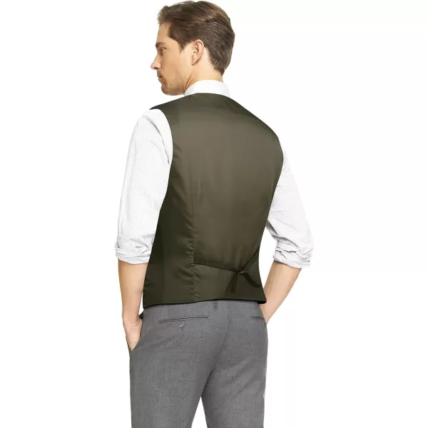 HISDERN Men's Suit Vest Plaid Dress Vest for Men Slim Fit Formal Business Waistcoat Tuxedo V-Ncek Solid Vest for Wedding
