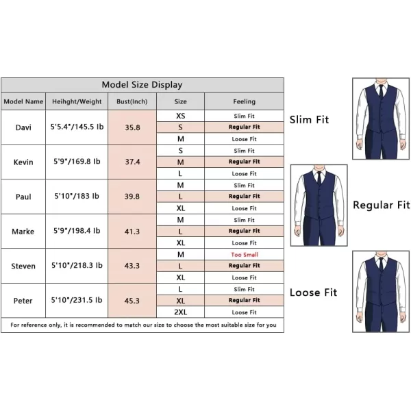 HISDERN Men's Suit Vest Plaid Dress Vest for Men Slim Fit Formal Business Waistcoat Tuxedo V-Ncek Solid Vest for Wedding