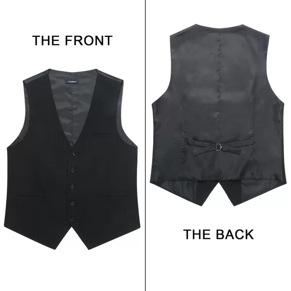 HISDERN Men's Suit Vest Plaid Dress Vest for Men Slim Fit Formal Business Waistcoat Tuxedo V-Ncek Solid Vest for Wedding