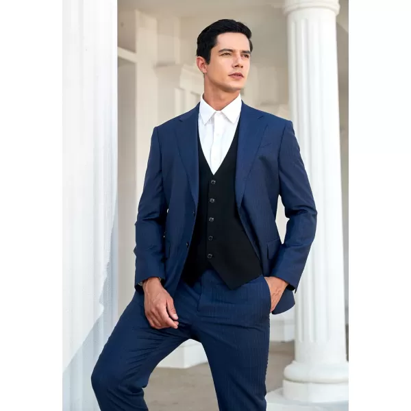HISDERN Men's Suit Vest Plaid Dress Vest for Men Slim Fit Formal Business Waistcoat Tuxedo V-Ncek Solid Vest for Wedding