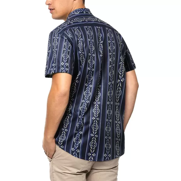 HISDERN Men's Summer Tropical Shirts Short Sleeve Hawaiian Button Down Retro Shirts Striped Casual Beach 70S Vacation
