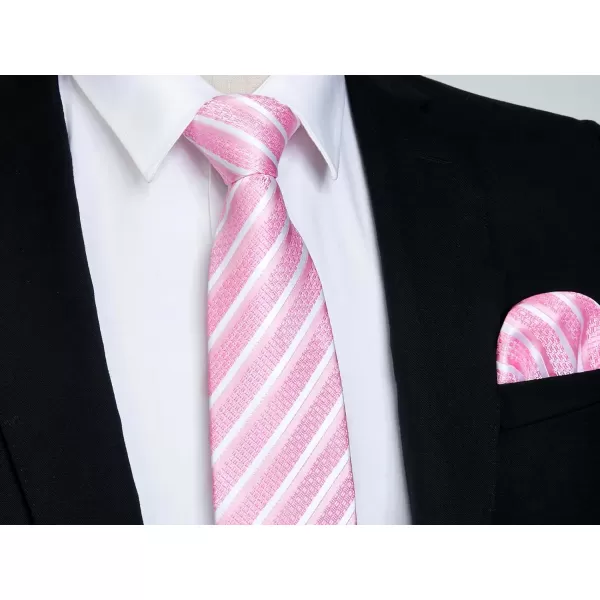 HISDERN Mens Tie Striped Ties and Handkerchief Set Business Formal Woven Pocket Square Wedding College Stripe Necktie