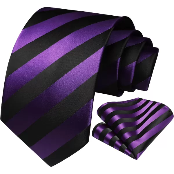 HISDERN Mens Tie Striped Ties and Handkerchief Set Business Formal Woven Pocket Square Wedding College Stripe Necktie