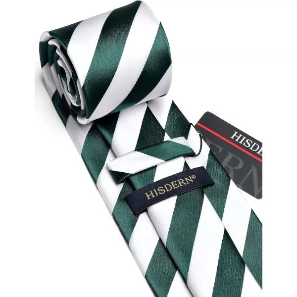 HISDERN Mens Tie Striped Ties and Handkerchief Set Business Formal Woven Pocket Square Wedding College Stripe Necktie