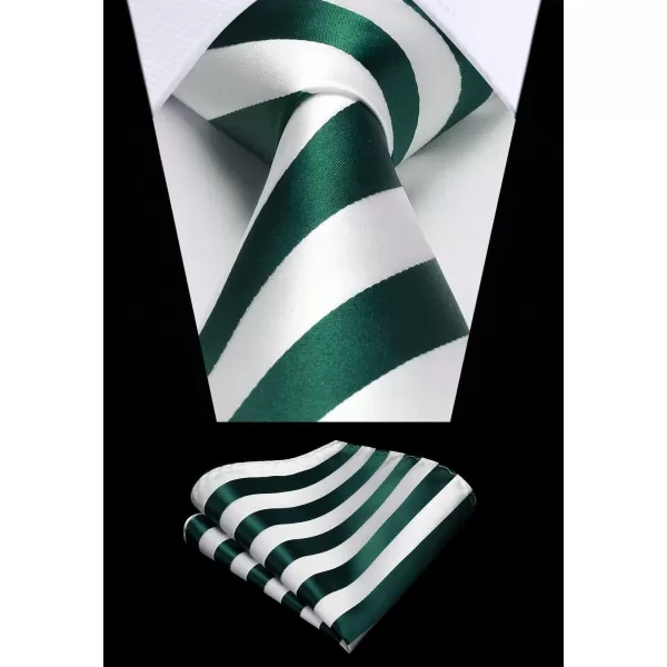 HISDERN Mens Tie Striped Ties and Handkerchief Set Business Formal Woven Pocket Square Wedding College Stripe Necktie