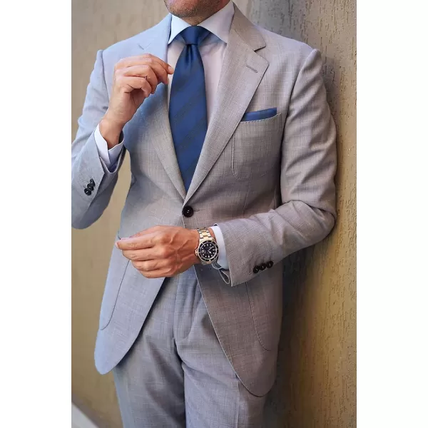 HISDERN Mens Tie Striped Ties and Handkerchief Set Business Formal Woven Pocket Square Wedding College Stripe Necktie