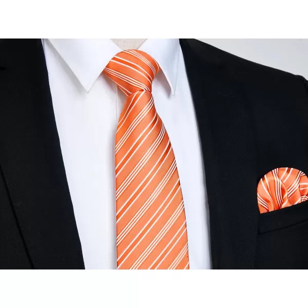 HISDERN Mens Tie Striped Ties and Handkerchief Set Business Formal Woven Pocket Square Wedding College Stripe Necktie